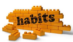 Habits words on a brick wall